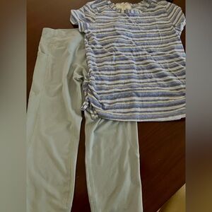 Striped Top and Light blue leggings set